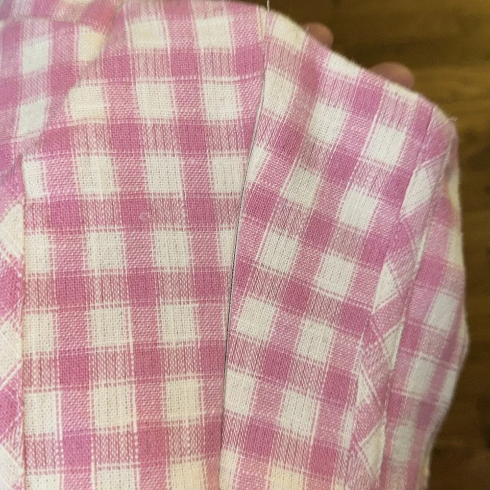 Zara corset cropped bustier cup pink gingham top strapless - Picture 5 of 5